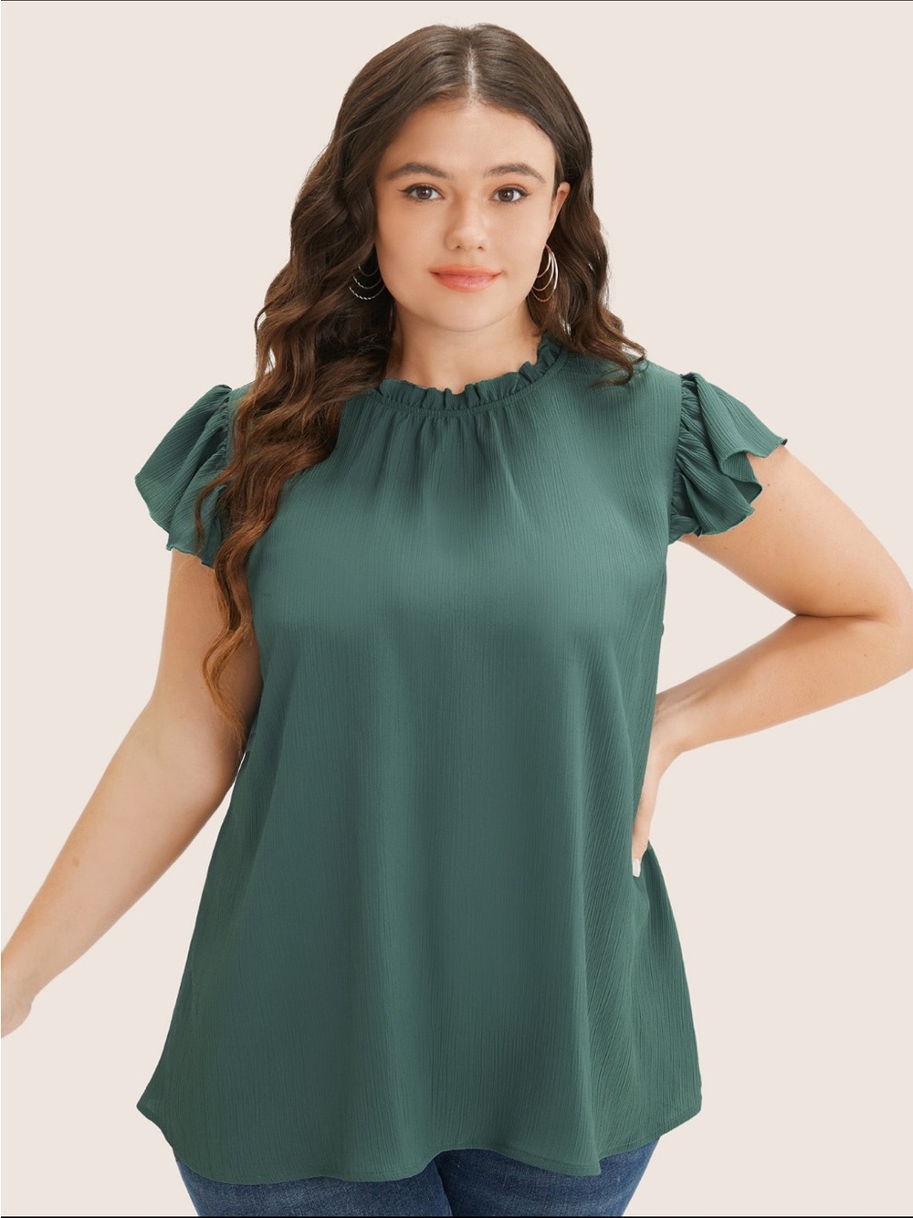 Plus Size Ruffled Cap Sleeve Top - Picture 4 of 4